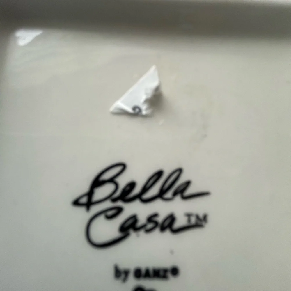 Ganz Bella Casa Hand Painted Pastel Holly Holiday 3 Section serving ceramic tray